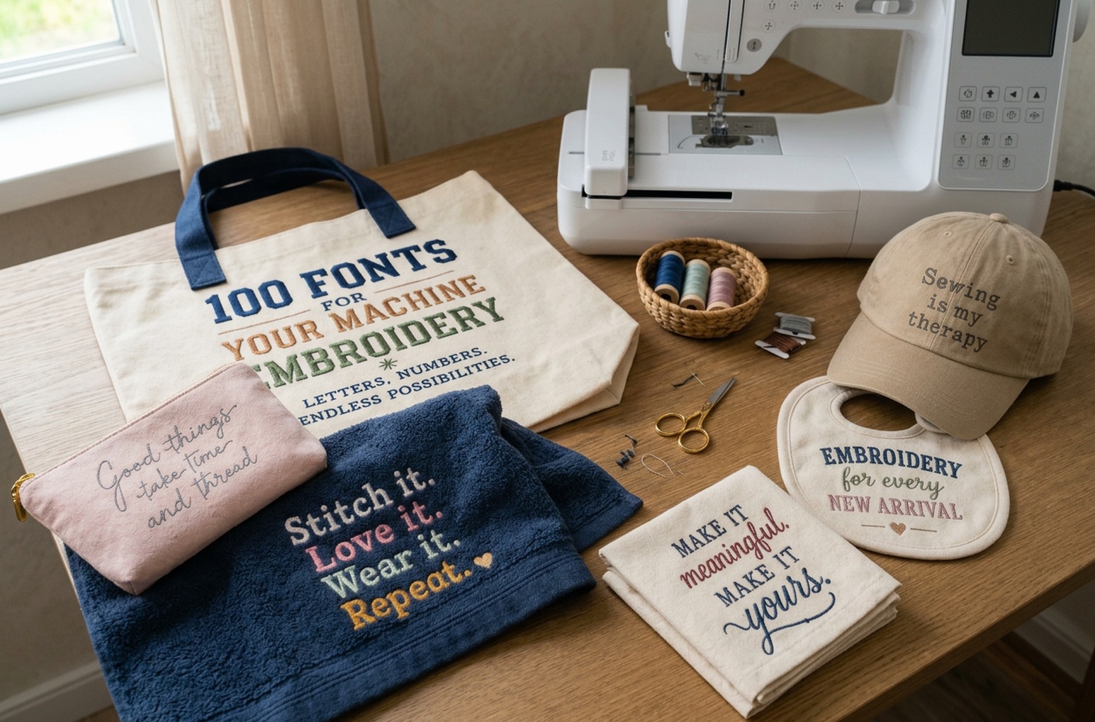 A collection of personalized embroidered linens